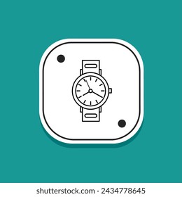 Watch icon line in flat. Stock vector.