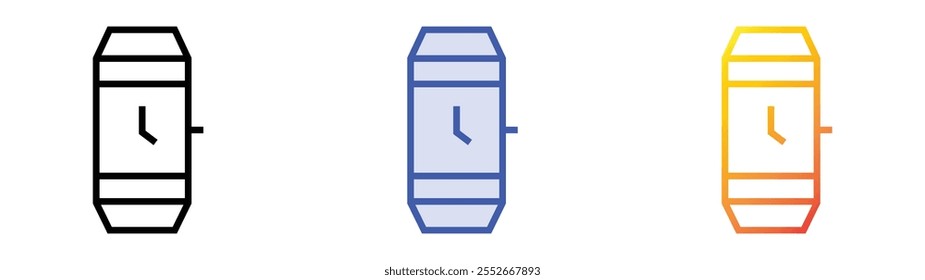 watch icon. Linear, Blue Fill and Gradient Style Design Isolated On White Background