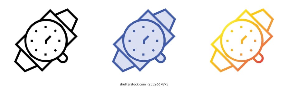 watch icon. Linear, Blue Fill and Gradient Style Design Isolated On White Background