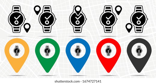 Watch icon in location set. Simple glyph, flat illustration element of time theme icons