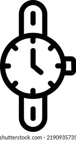 Icono Reloj Con Estilo De Esquema, Signo De Administración De Tiempo Y Símbolo Aislado En Fondo Blanco