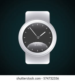 watch icon over black background. colorful design. vector illustration