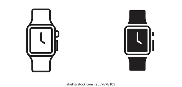 Watch Icon set in black color for ui designs