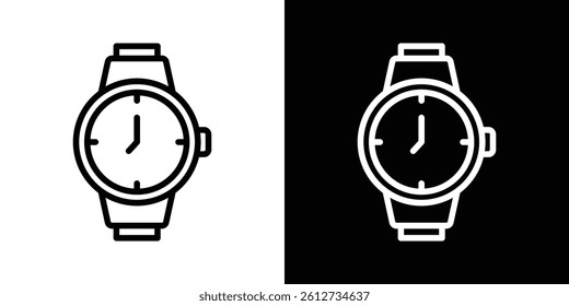 Watch icon set. Black illustration isolated for graphic and web design