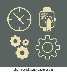 watch icon set with cogwheels, clock and cogwheel vector illustration