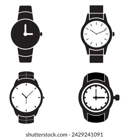 Watch icon set on a white background.