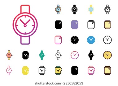 Watch Icon Set Vector Illustration