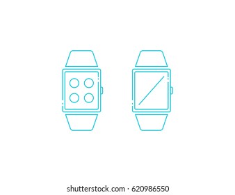 Watch icon, smart gadget, line style.