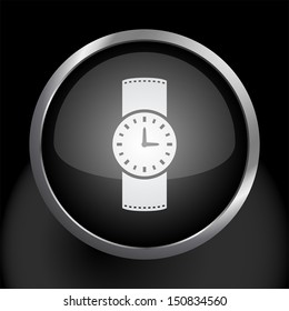 Watch Icon Symbol with Glass Button Background
