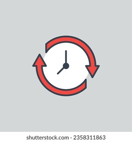 A watch icon vector illustration. Clock on isolated background. Time sign concept.