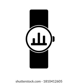 Ilustración vectorial de icono de Watch aislada en fondo blanco, símbolo pictograma de reloj de pulsera negro, icono monocromo de reloj