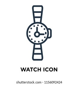 Watch icon vector isolated on white background, Watch transparent sign , thin symbols or lined elements in outline style