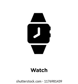 Watch icon vector isolated on white background, logo concept of Watch sign on transparent background, filled black symbol