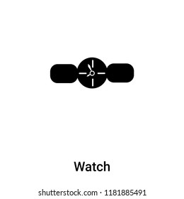 Watch icon vector isolated on white background, logo concept of Watch sign on transparent background, filled black symbol