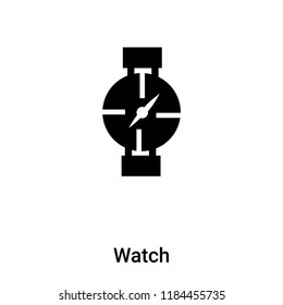 Watch icon vector isolated on white background, logo concept of Watch sign on transparent background, filled black symbol