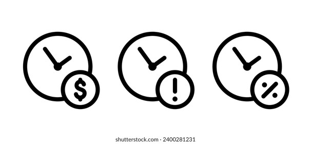 Watch icon vector set. Time and Clock symbol