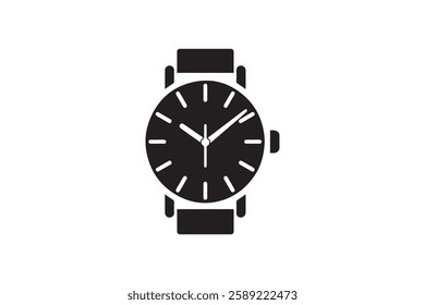 Watch icon vector silhouette isolated in white background