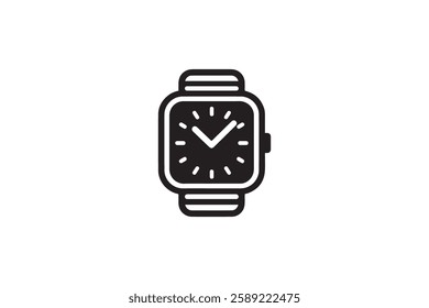 Watch icon vector silhouette isolated in white background