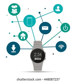 Watch icon. Wearable technology design. Vector graphic