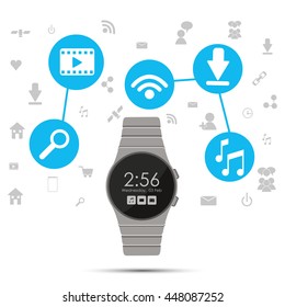 Watch icon. Wearable technology design. Vector graphic