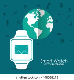 Watch icon. Wearable technology design. Vector graphic