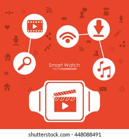 Watch icon. Wearable technology design. Vector graphic