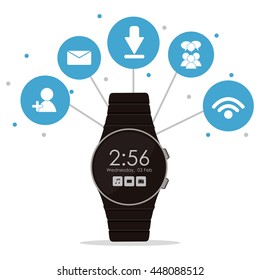 Watch icon. Wearable technology design. Vector graphic