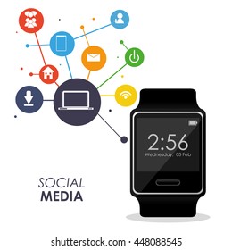 Watch icon. Wearable technology design. Vector graphic