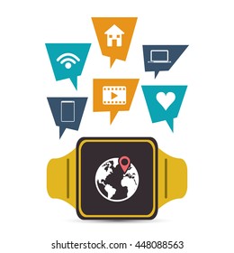 Watch icon. Wearable technology design. Vector graphic