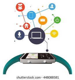 Watch icon. Wearable technology design. Vector graphic