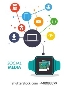Watch icon. Wearable technology design. Vector graphic