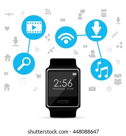 Watch icon. Wearable technology design. Vector graphic