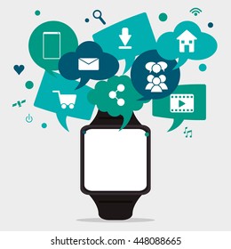 Watch icon. Wearable technology design. Vector graphic