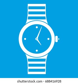 Watch icon white isolated on blue background vector illustration