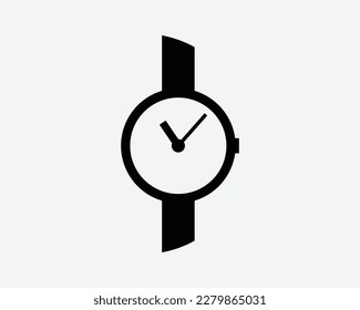 Watch Icon Wrist Wristwatch Time Wearable Device Clock Black White Silhouette Symbol Icon Sign Graphic Clipart Artwork Illustration Pictogram Vector