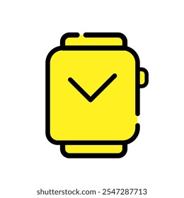 Watch icon with yellow colour and vector art