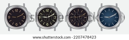 Watch. Iconic, original clock designs vector illustration drawings. watch vector icon black isolated