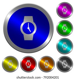 Watch icons on round luminous coin-like color steel buttons