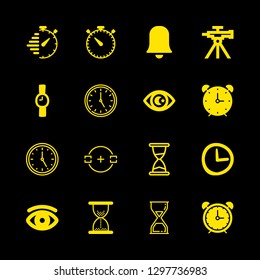 watch icons set with camera target, eye opened symbol with an eyebrow and stopwatch vector set