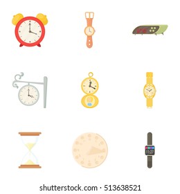Watch icons set. Cartoon illustration of 9 watch vector icons for web