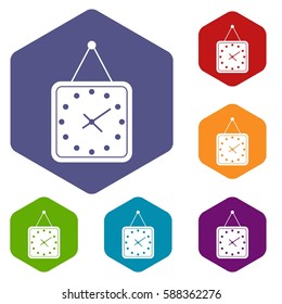 Watch icons set rhombus in different colors isolated on white background