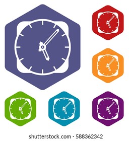 Watch icons set rhombus in different colors isolated on white background