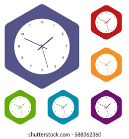 Watch icons set rhombus in different colors isolated on white background