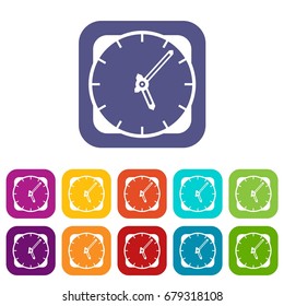 Watch icons set vector illustration in flat style In colors red, blue, green and other