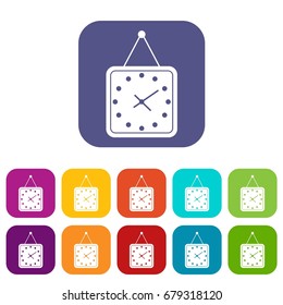 Watch icons set vector illustration in flat style In colors red, blue, green and other