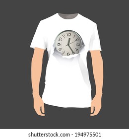watch inside hole paper printed on shirt