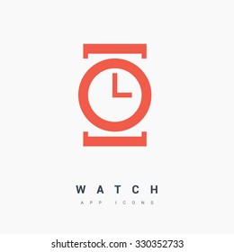 Watch isolated minimal single flat linear icon in color. Line vector icon for websites and mobile minimalistic flat design. Modern trend concept design style illustration symbol