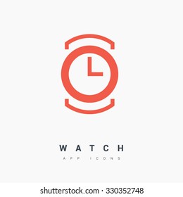 Watch isolated minimal single flat linear icon in color. Line vector icon for websites and mobile minimalistic flat design. Modern trend concept design style illustration symbol