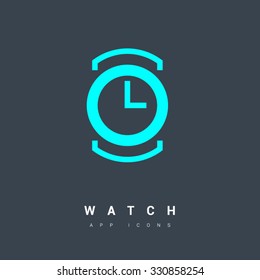 Watch isolated minimal single flat linear icon in color. Line vector icon for websites and mobile minimalistic flat design. Modern trend concept design style illustration symbol