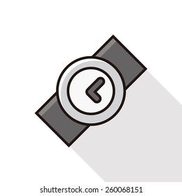 watch line icon with long shadow